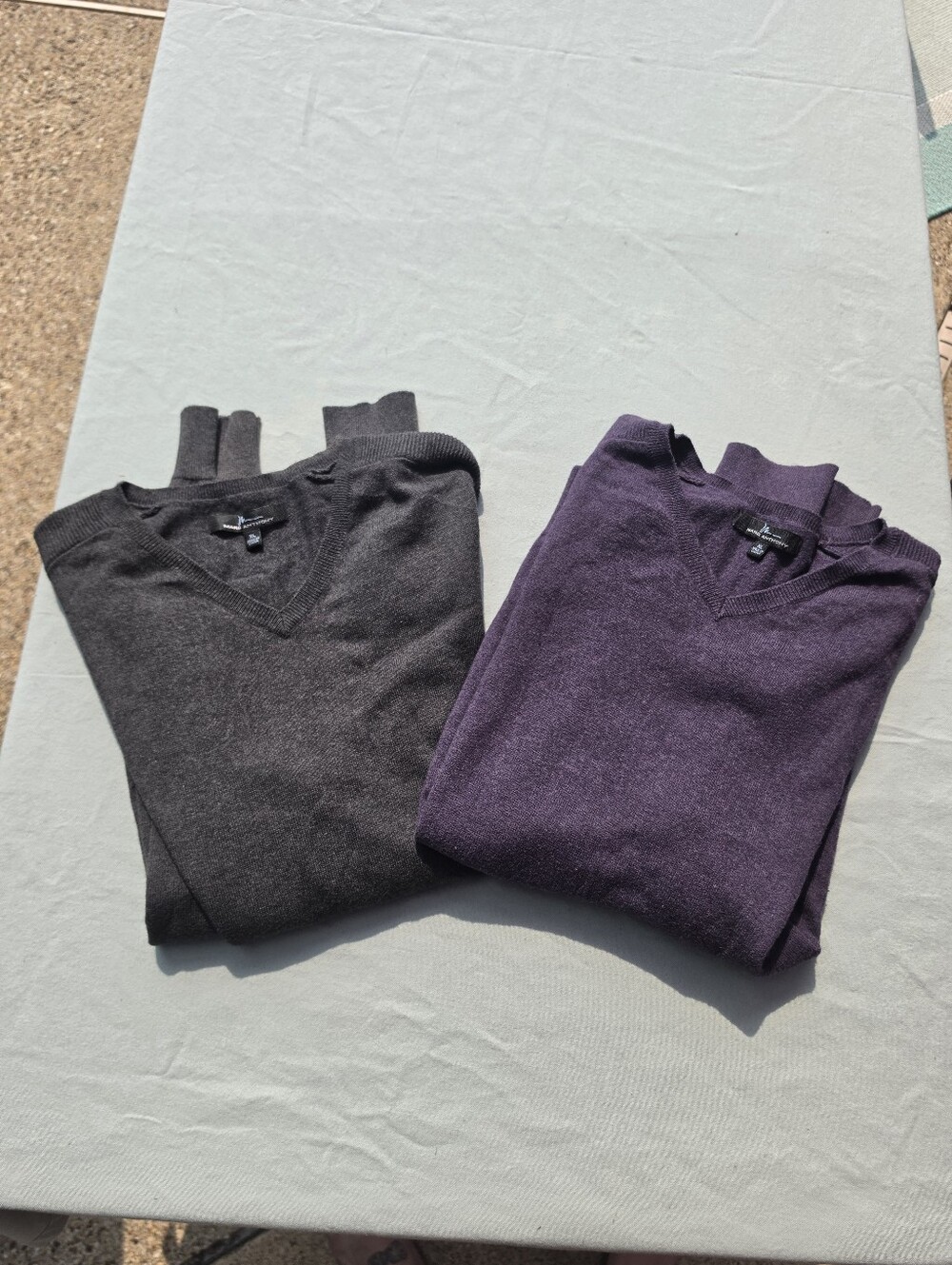 2 Marc Anthony Men's V-Neck Sweaters - Deep Purple And Dark Gray